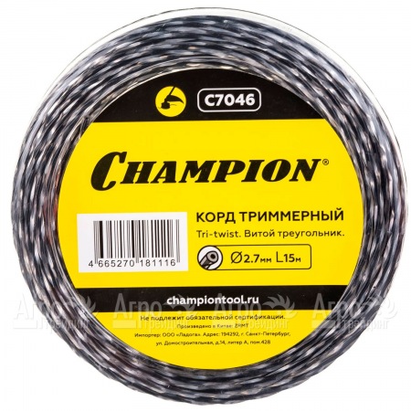 Корд триммерный Champion Tri-twist 2.7мм, 15м (витой треугольник)  в Новороссийске