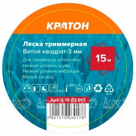 Леска триммерная Кратон Витой квадрат-3 мм в Новороссийске