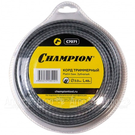 Корд триммерный Champion Platin Saw 3.0мм, 48м (зубчатый)+нож  в Новороссийске