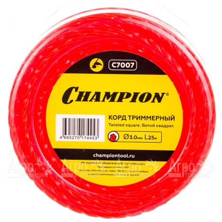 Корд триммерный Champion Twisted Square 3.0мм, 25м (витой квадрат)  в Новороссийске