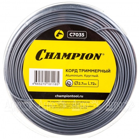 Корд триммерный Champion Aluminium 2.7мм, 72м (круглый)+нож  в Новороссийске