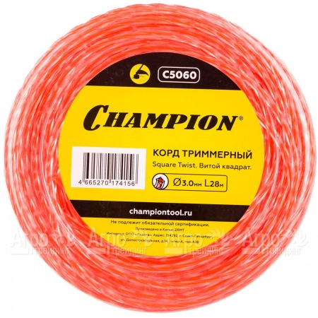 Корд триммерный Champion Square Twist Duo 3.0мм, 28м (витой квадрат)  в Новороссийске