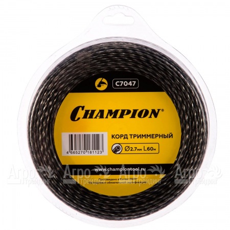 Корд триммерный Champion Tri-twist 2.7мм, 60м (витой треугольник)+нож  в Новороссийске
