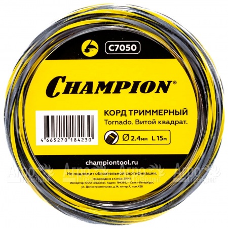 Корд триммерный Champion Tornado 2.4мм, 15м (витой квадрат)  в Новороссийске